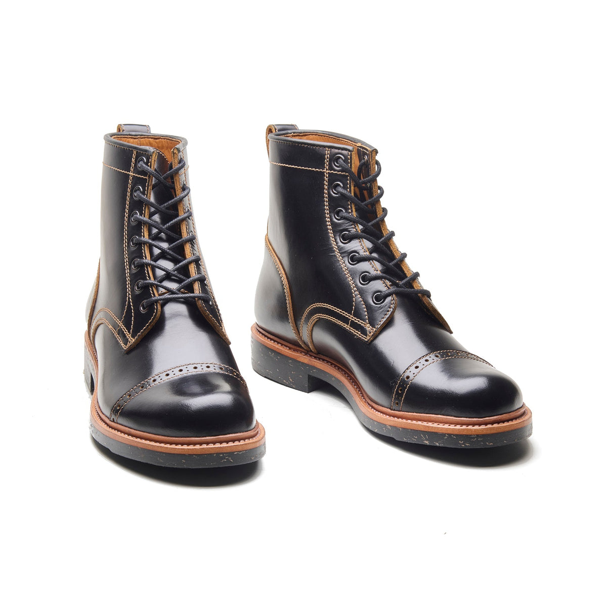 Edward – Cap-Toe Boot – Black Teacore