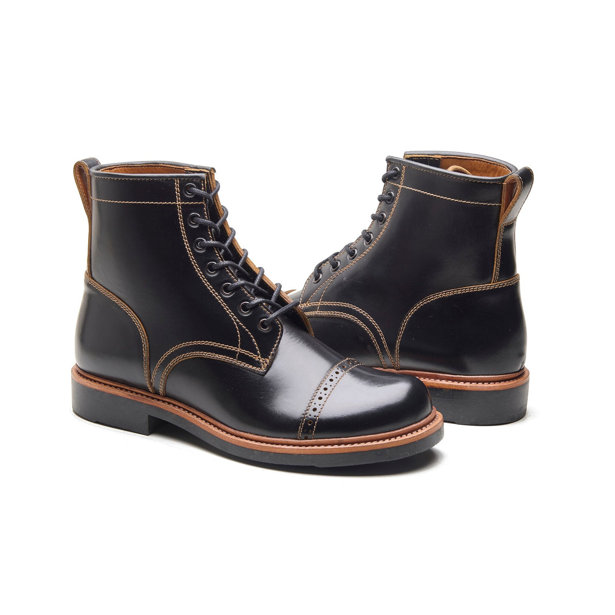 Edward – Cap-Toe Boot – Black Teacore