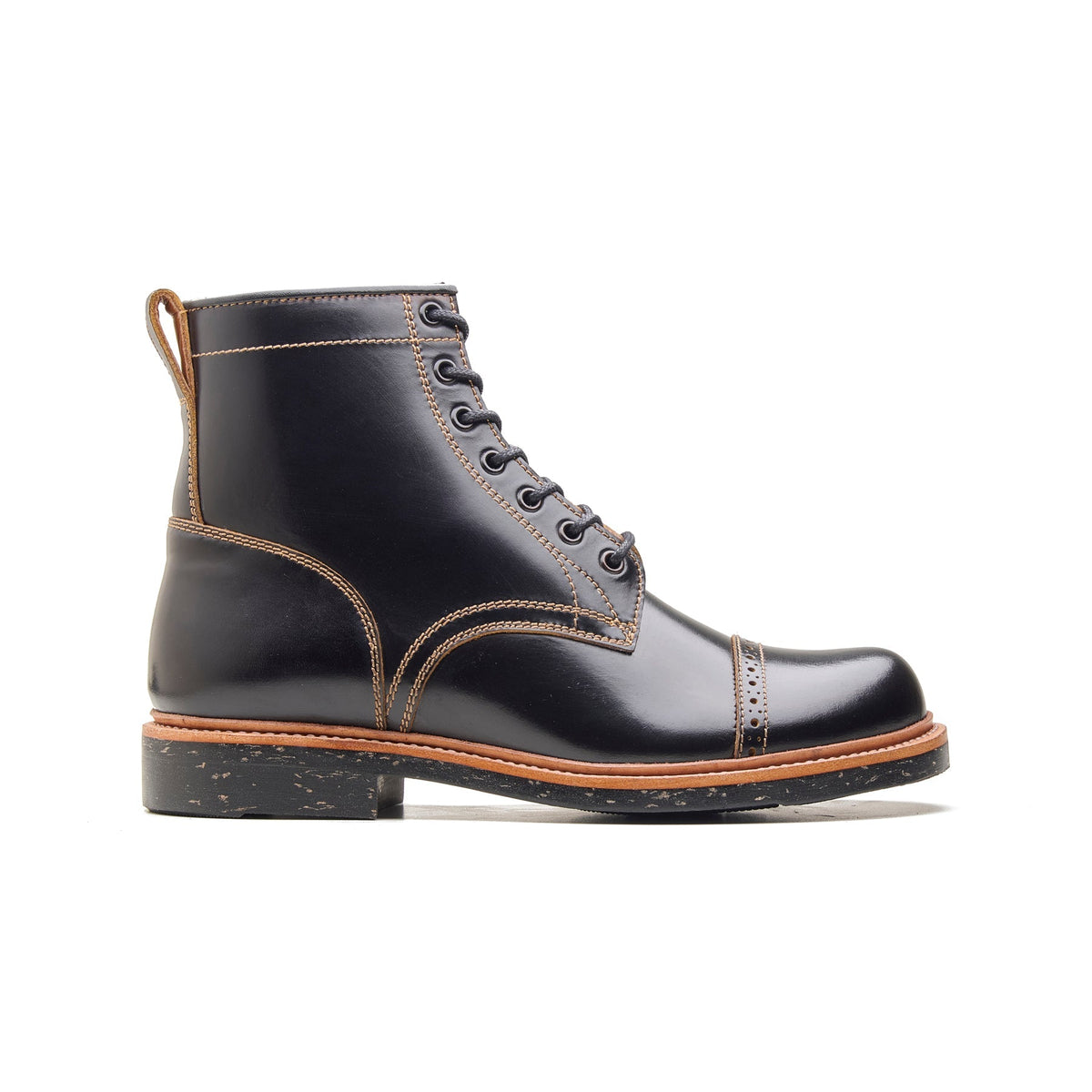 Edward – Cap-Toe Boot – Black Teacore