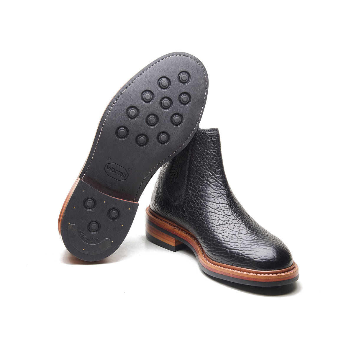 Tomahawk – Chelsea Boot – Black Shrunken Bison