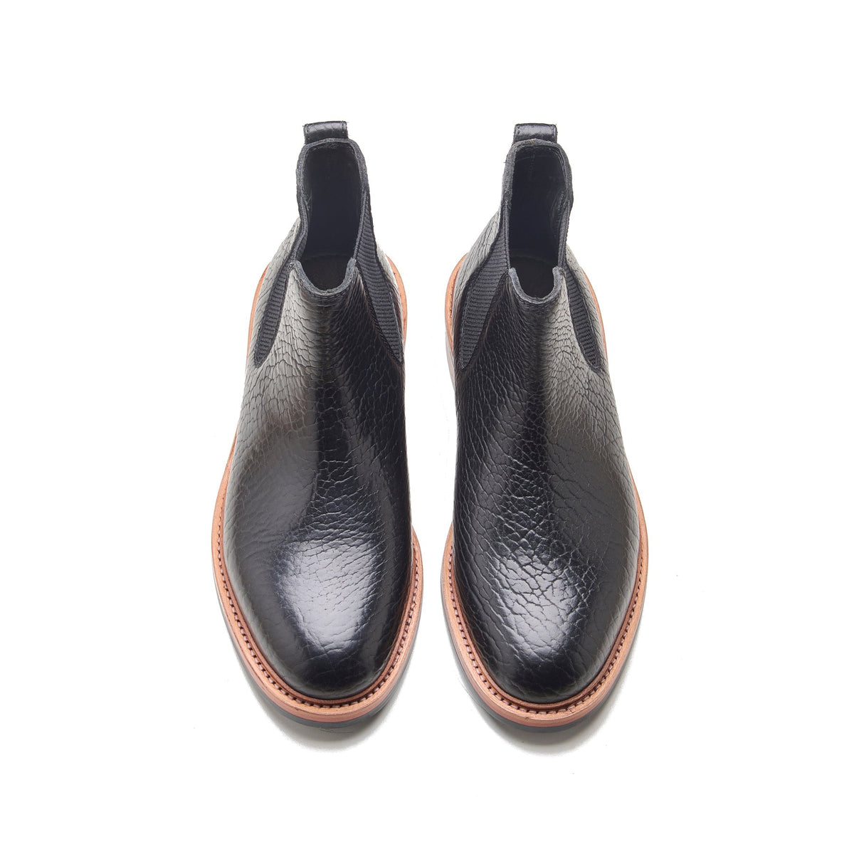 Tomahawk – Chelsea Boot – Black Shrunken Bison