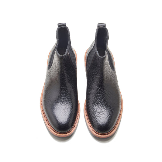 Tomahawk – Chelsea Boot – Black Shrunken Bison