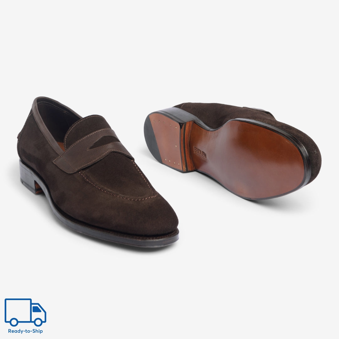Loafer Penny Loafer II non doublé - Chocolat amer - Forme Rufer - Cuir de veau Janus - Prêt-à-porter