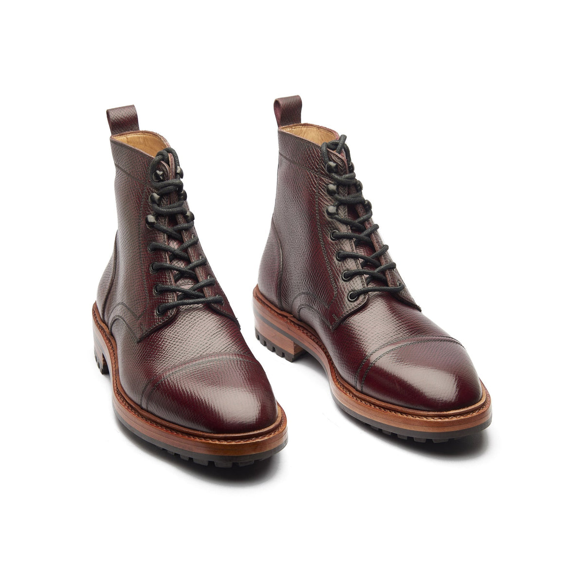 Dixon – Cap-Toe Derby Boot – Burgundy Horween Hatch Grain