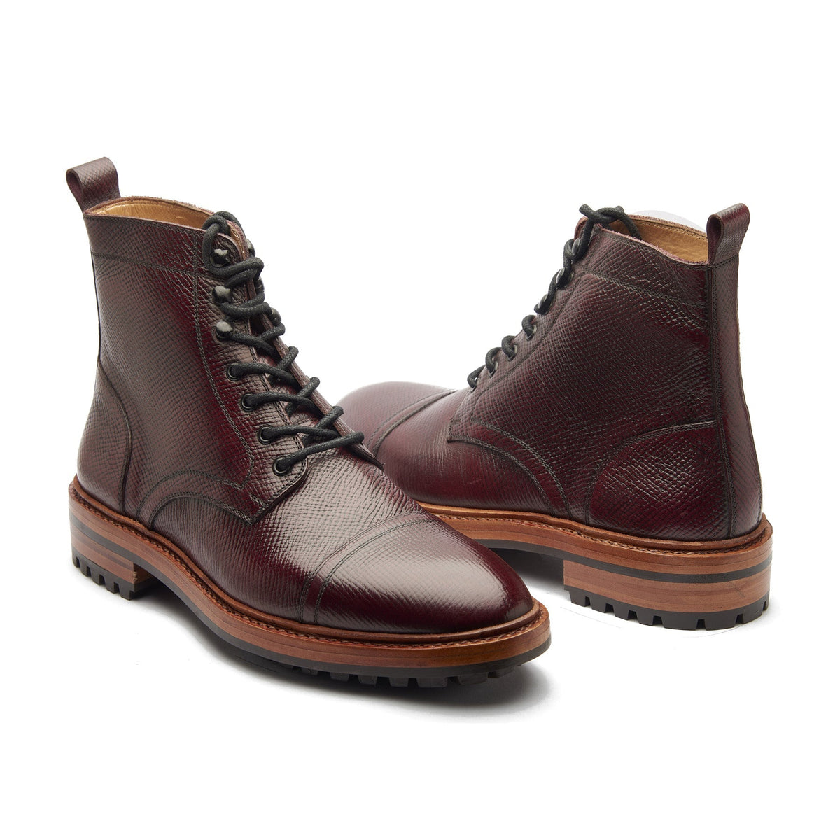 Dixon – Cap-Toe Derby Boot – Burgundy Horween Hatch Grain