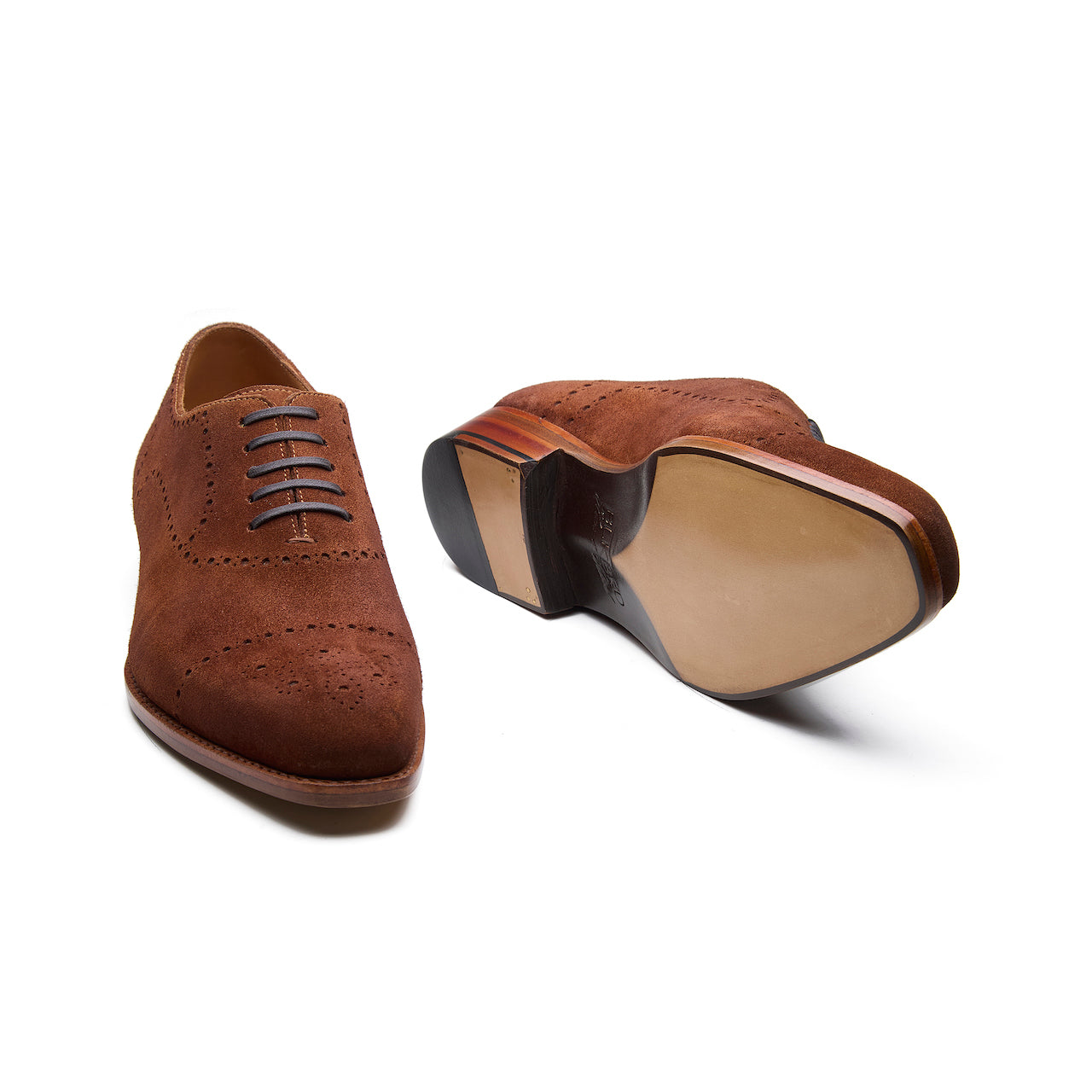 Constello - Seamless Brogue Whole Cut Oxford - French Brown Suede