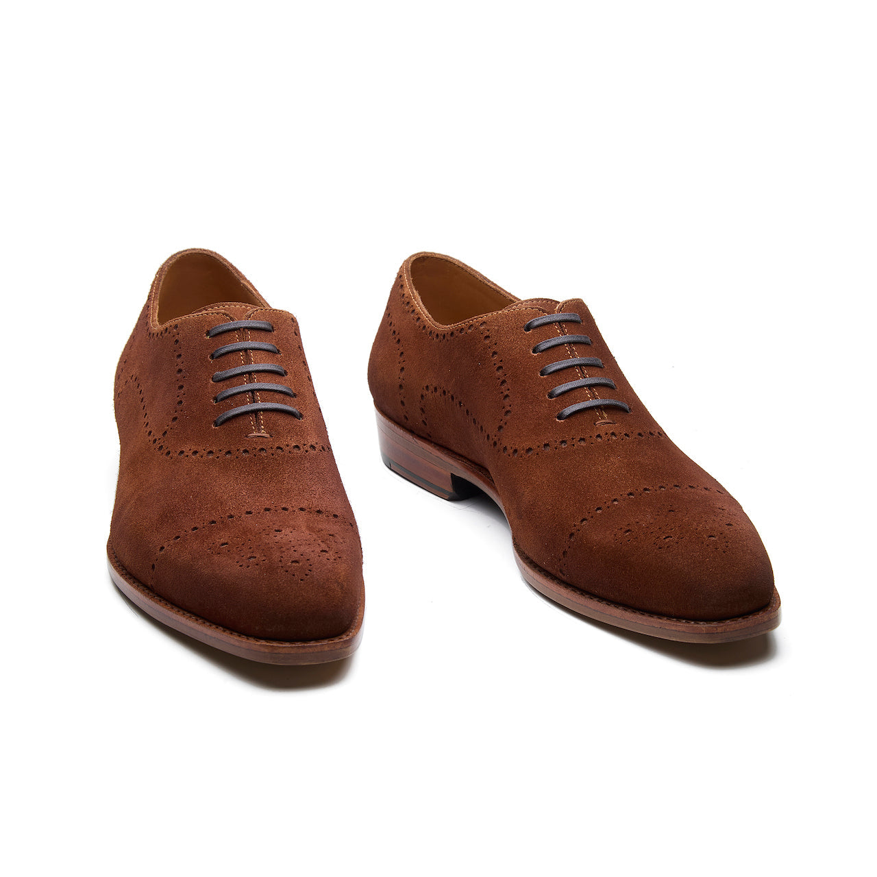 Constello - Seamless Brogue Whole Cut Oxford - French Brown Suede