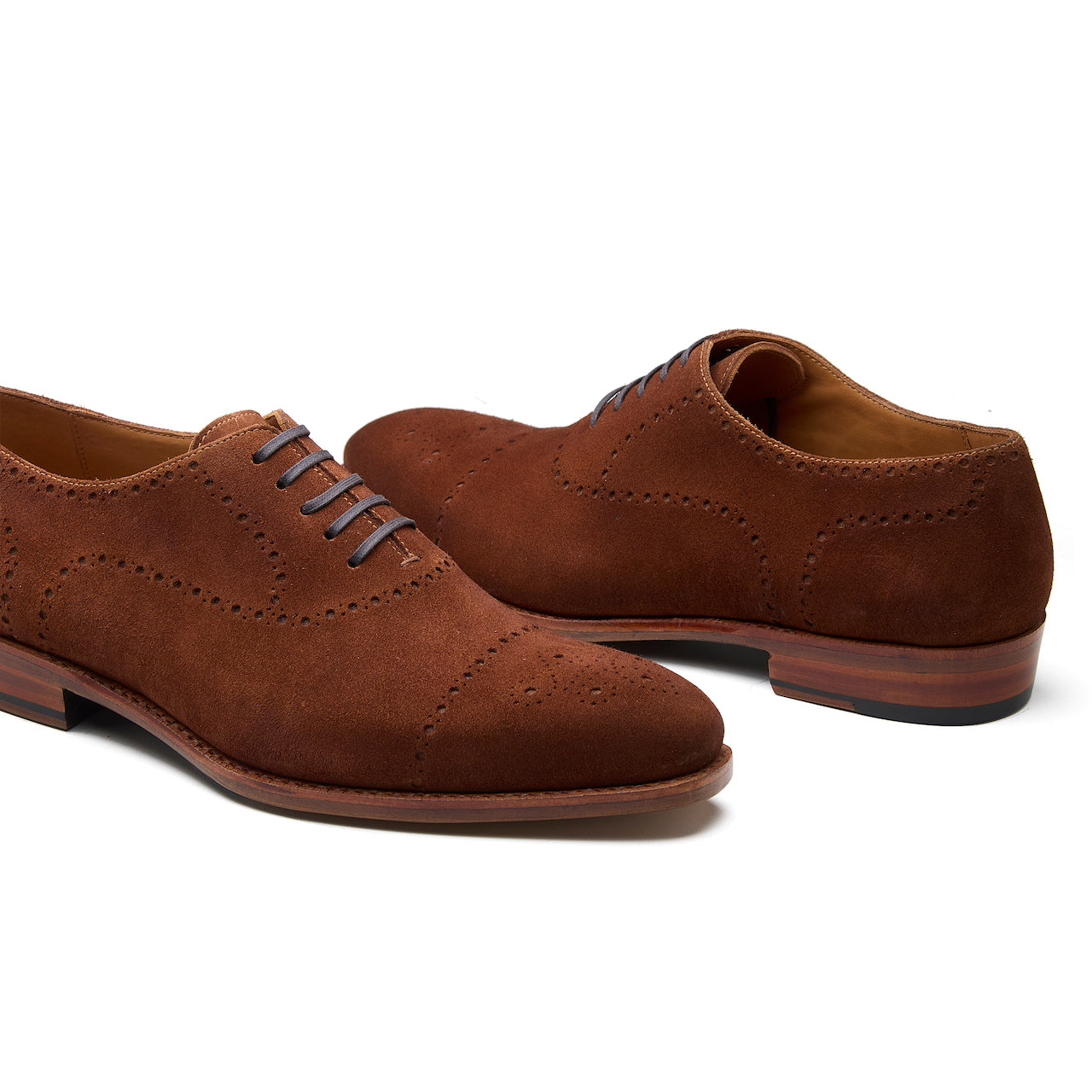 Constello - Seamless Brogue Whole Cut Oxford - French Brown Suede