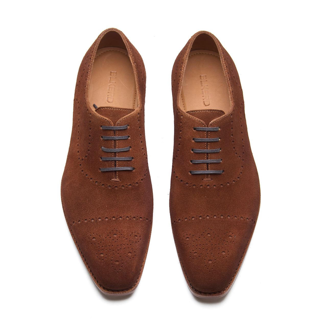 Constello - Seamless Brogue Whole Cut Oxford - French Brown Suede