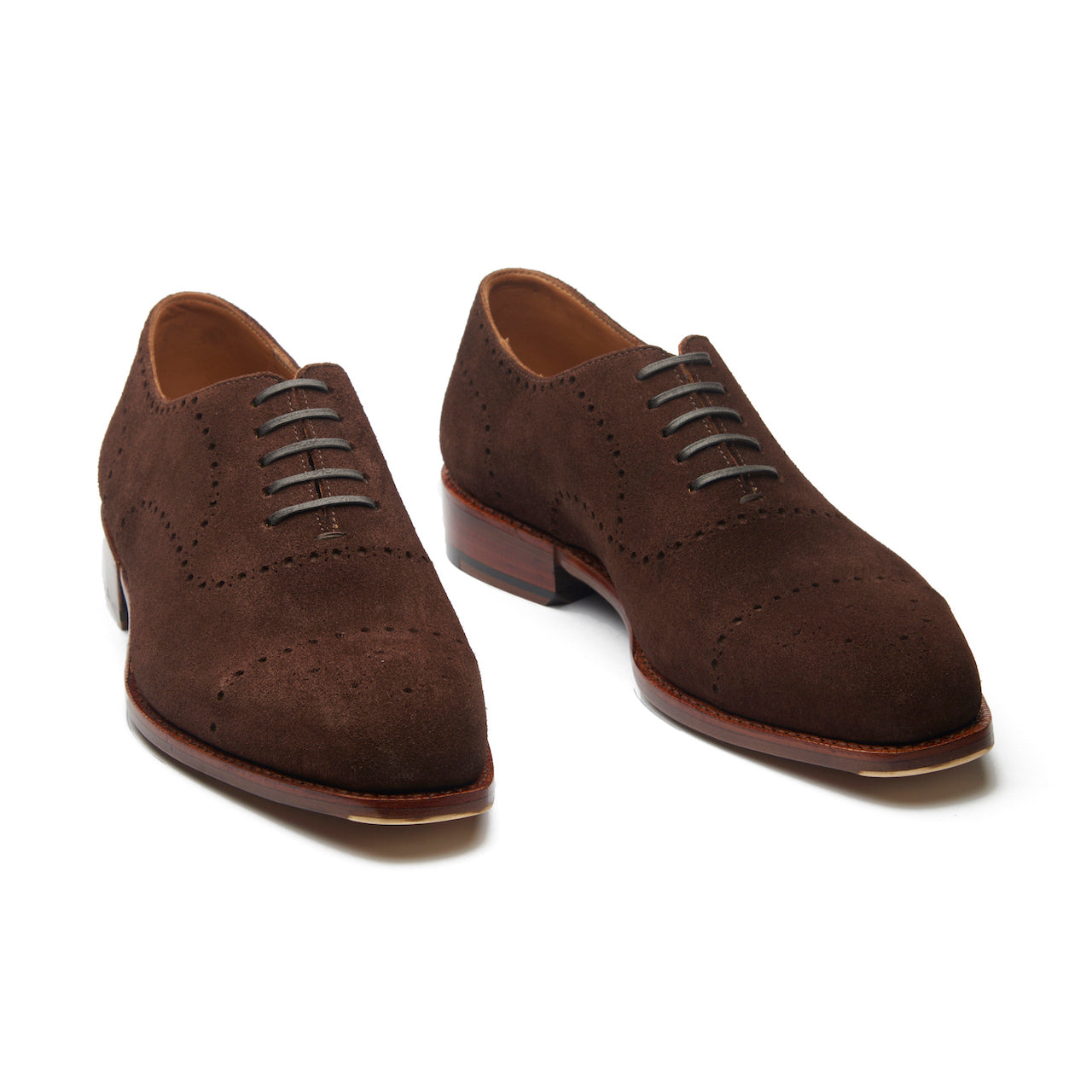 Constello - Seamless Brogue Whole Cut Oxford - Brown Suede