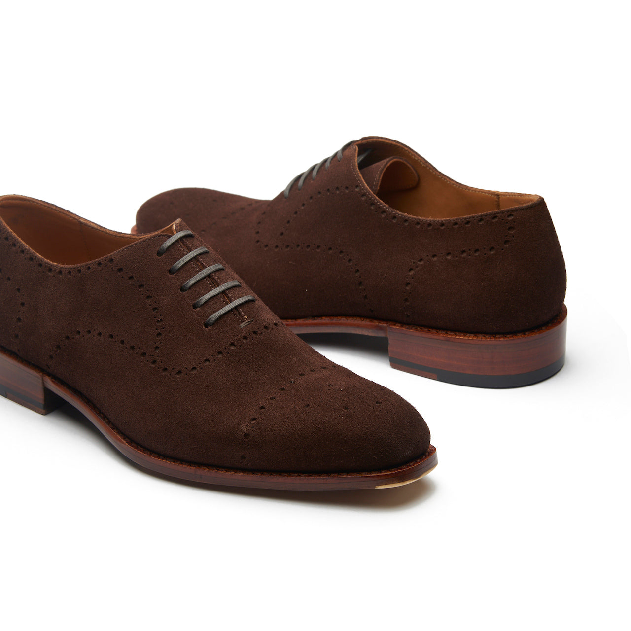 Constello - Seamless Brogue Whole Cut Oxford - Brown Suede