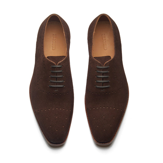 Constello - Seamless Brogue Whole Cut Oxford - Brown Suede