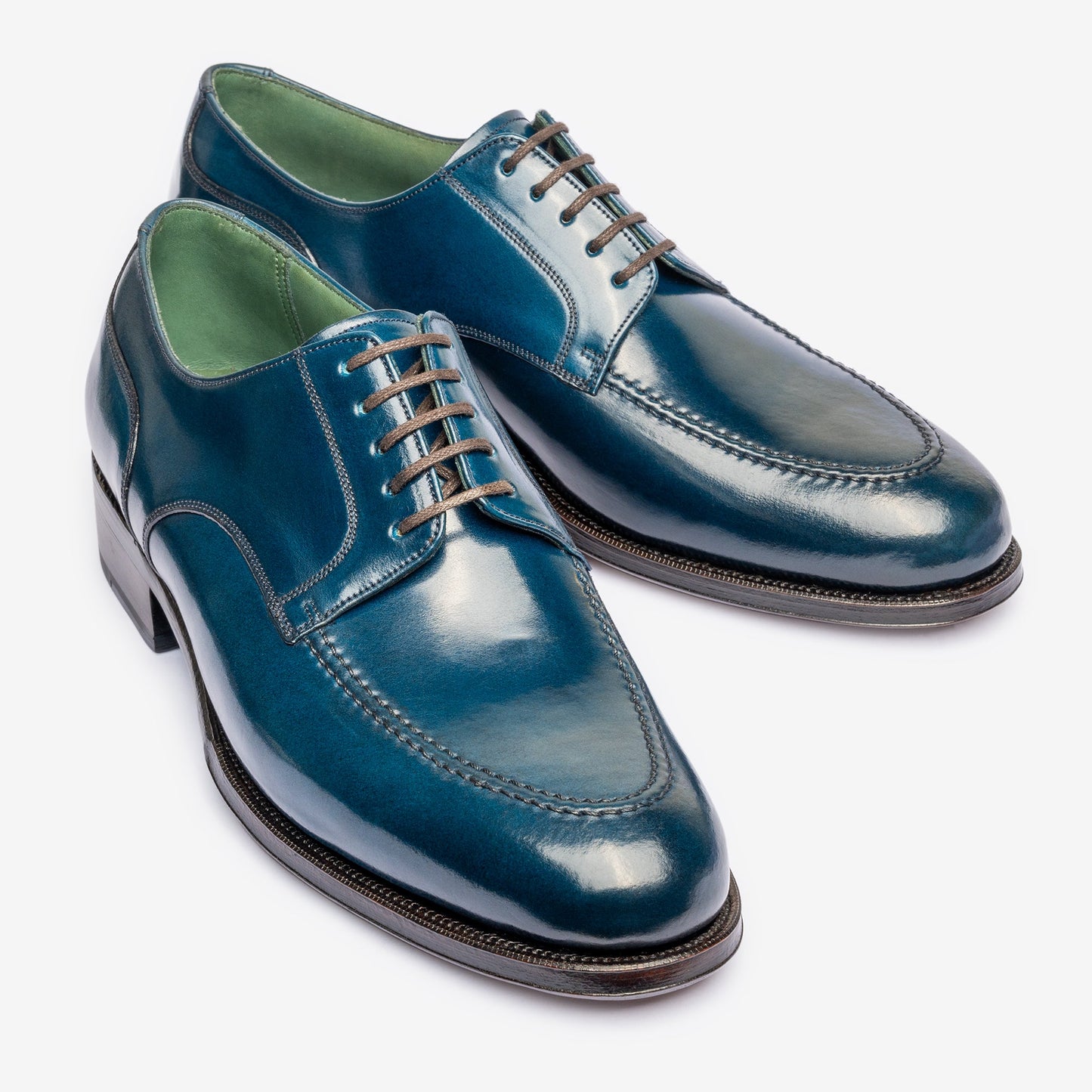 Derby à bout ouvert - Cordovan bleu coquillage - Forme Rui - Fondateurs 25