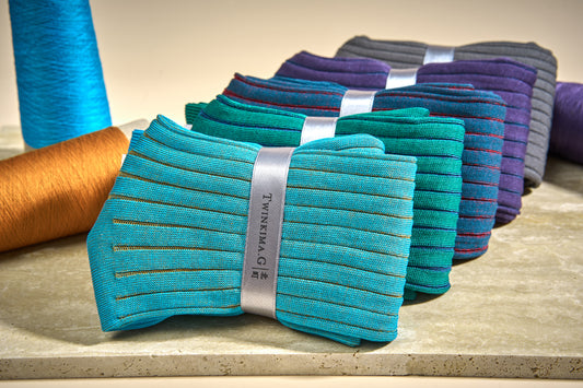 Twinkima.G - Egyptian Cotton Socks - Turquoise Striped (OTC)
