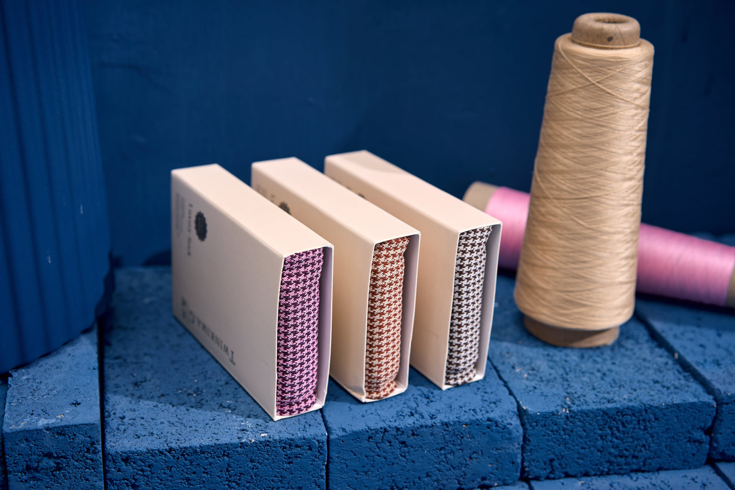 Twinkima.G - Houndstooth Socks - Purple/Cream (Mid-Calf)