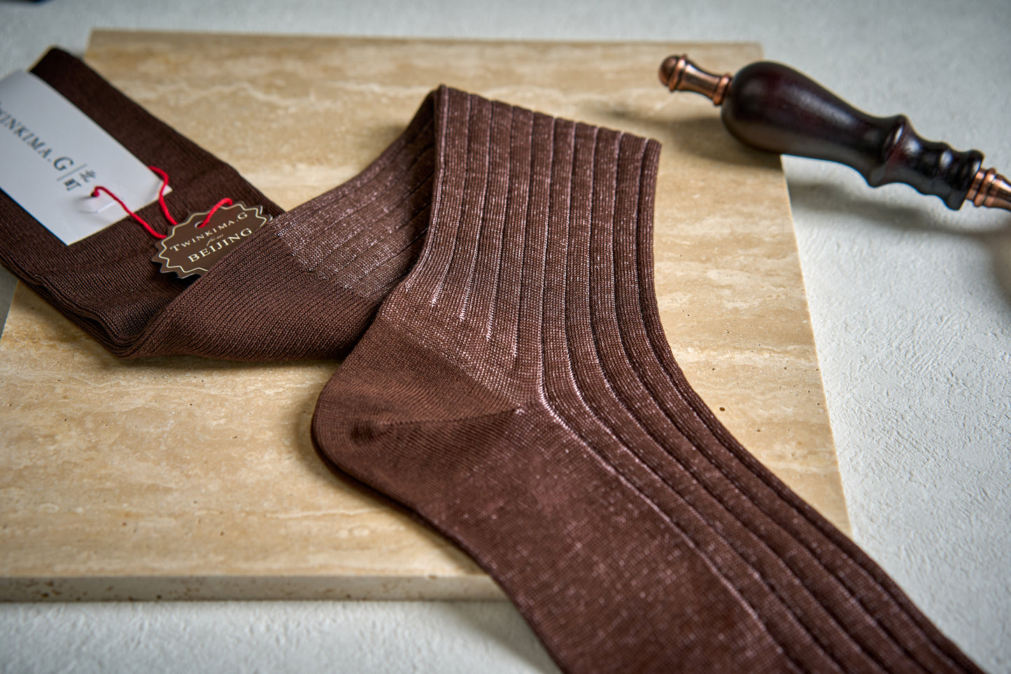 Twinkima.G - Egyptian Cotton Socks - Hickory Brown Striped (OTC)
