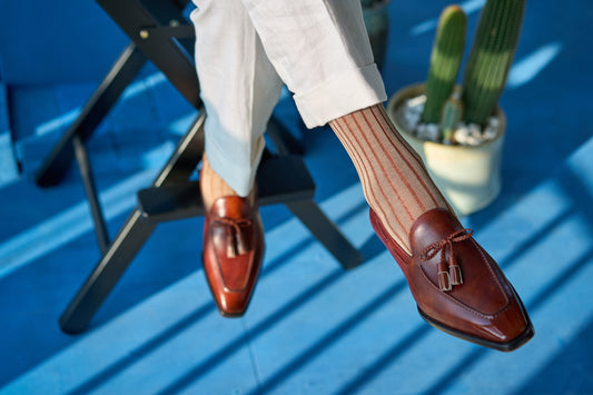 Twinkima.G - Egyptian Cotton Socks - Beige Striped (OTC)