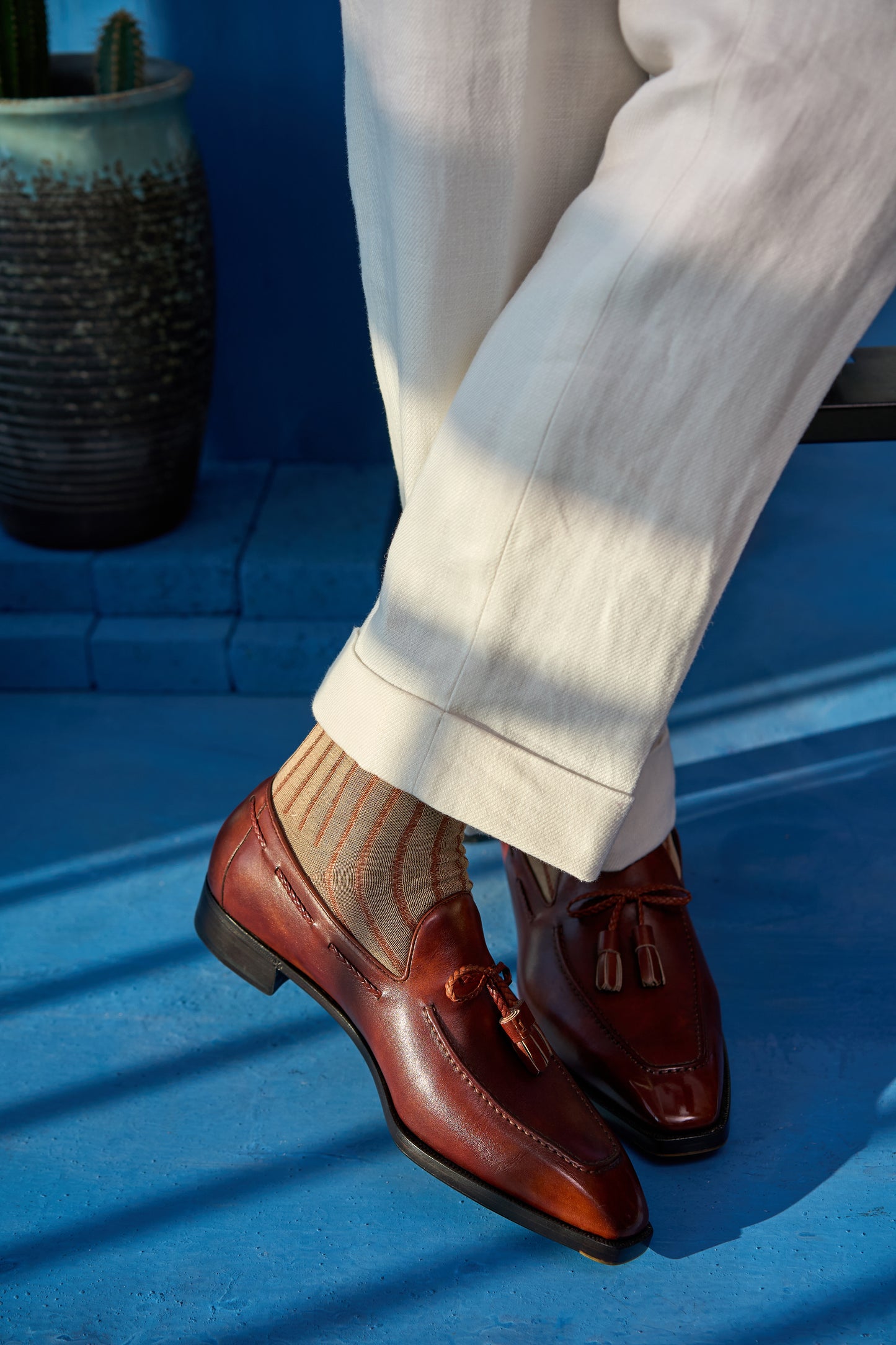 Twinkima.G - Egyptian Cotton Socks - Beige Striped (OTC)