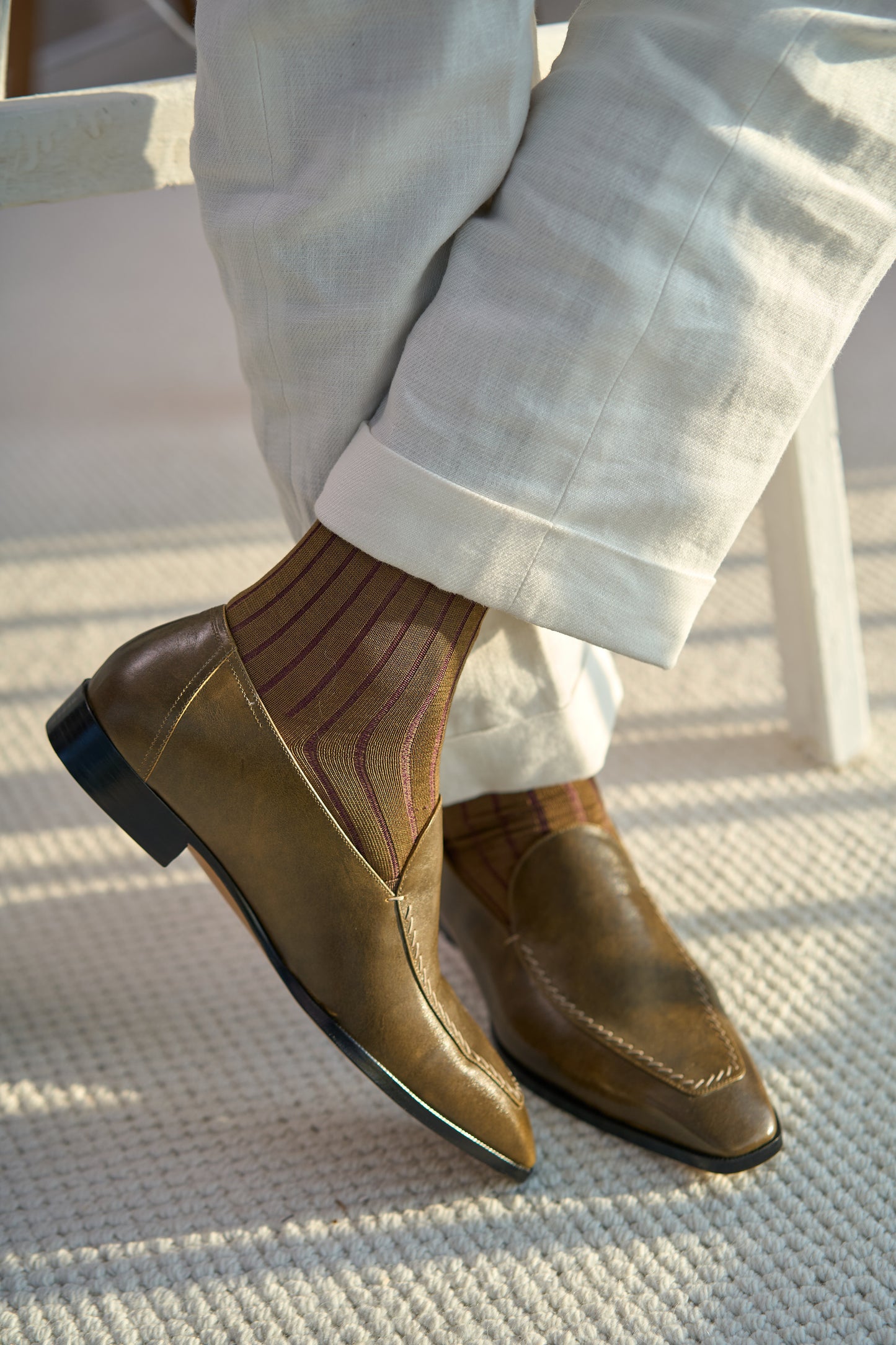 Twinkima.G - Egyptian Cotton Socks - Khaki Striped (OTC)