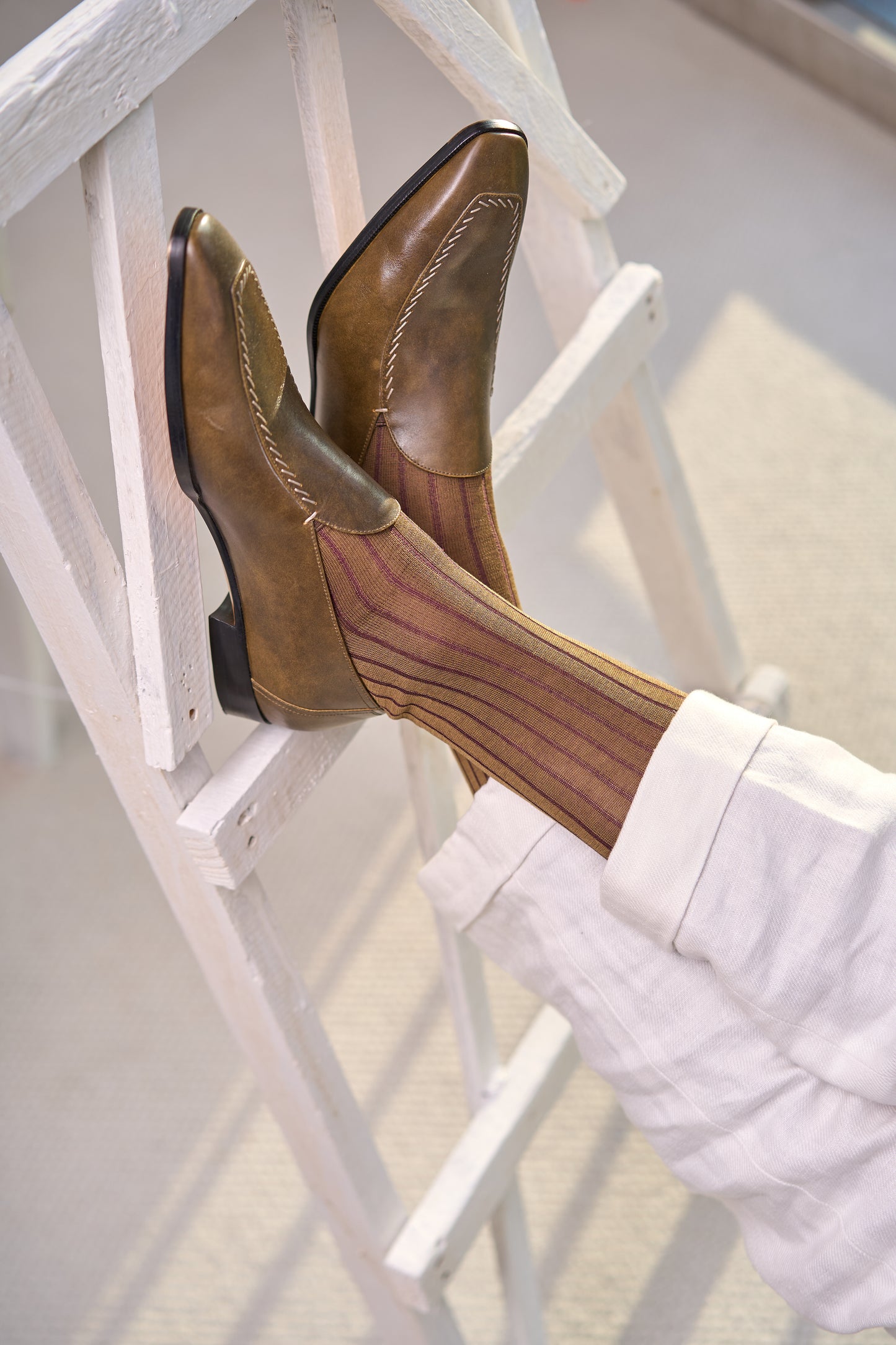 Twinkima.G - Egyptian Cotton Socks - Khaki Striped (OTC)