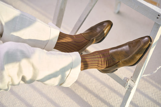 Twinkima.G - Egyptian Cotton Socks - Khaki Striped (OTC)