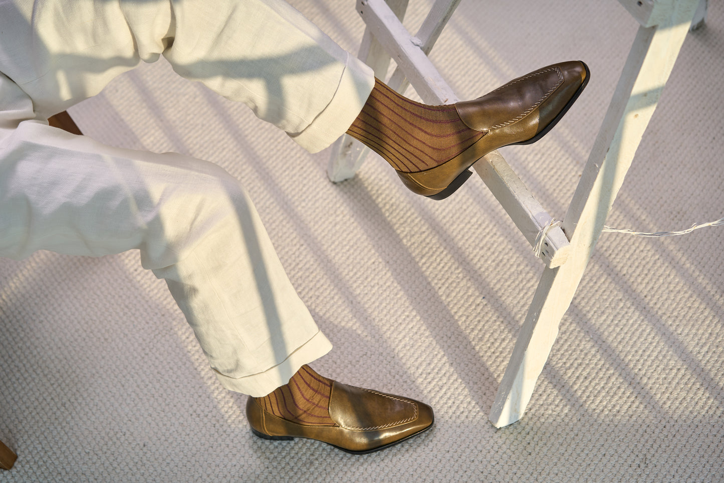 Twinkima.G - Egyptian Cotton Socks - Khaki Striped (OTC)