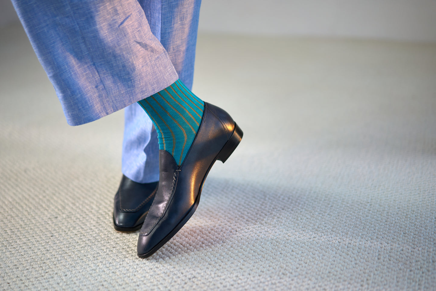 Twinkima.G - Egyptian Cotton Socks - Turquoise Striped (OTC)