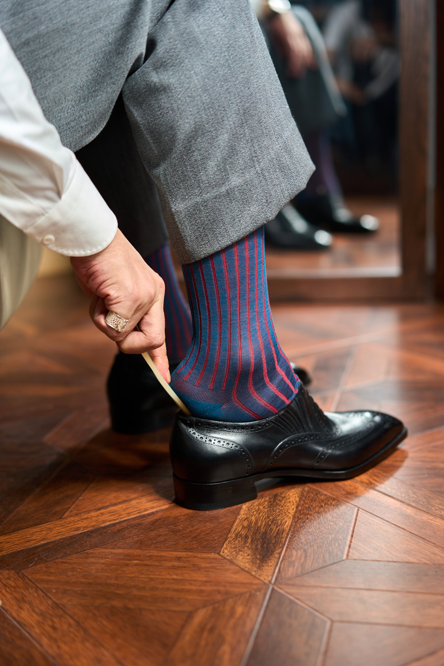 Twinkima.G - Egyptian Cotton Socks - Cobalt Blue Striped (OTC)