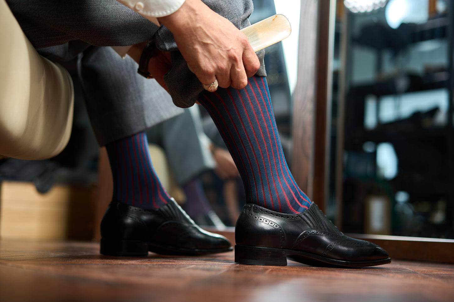 Twinkima.G - Egyptian Cotton Socks - Cobalt Blue Striped (OTC)