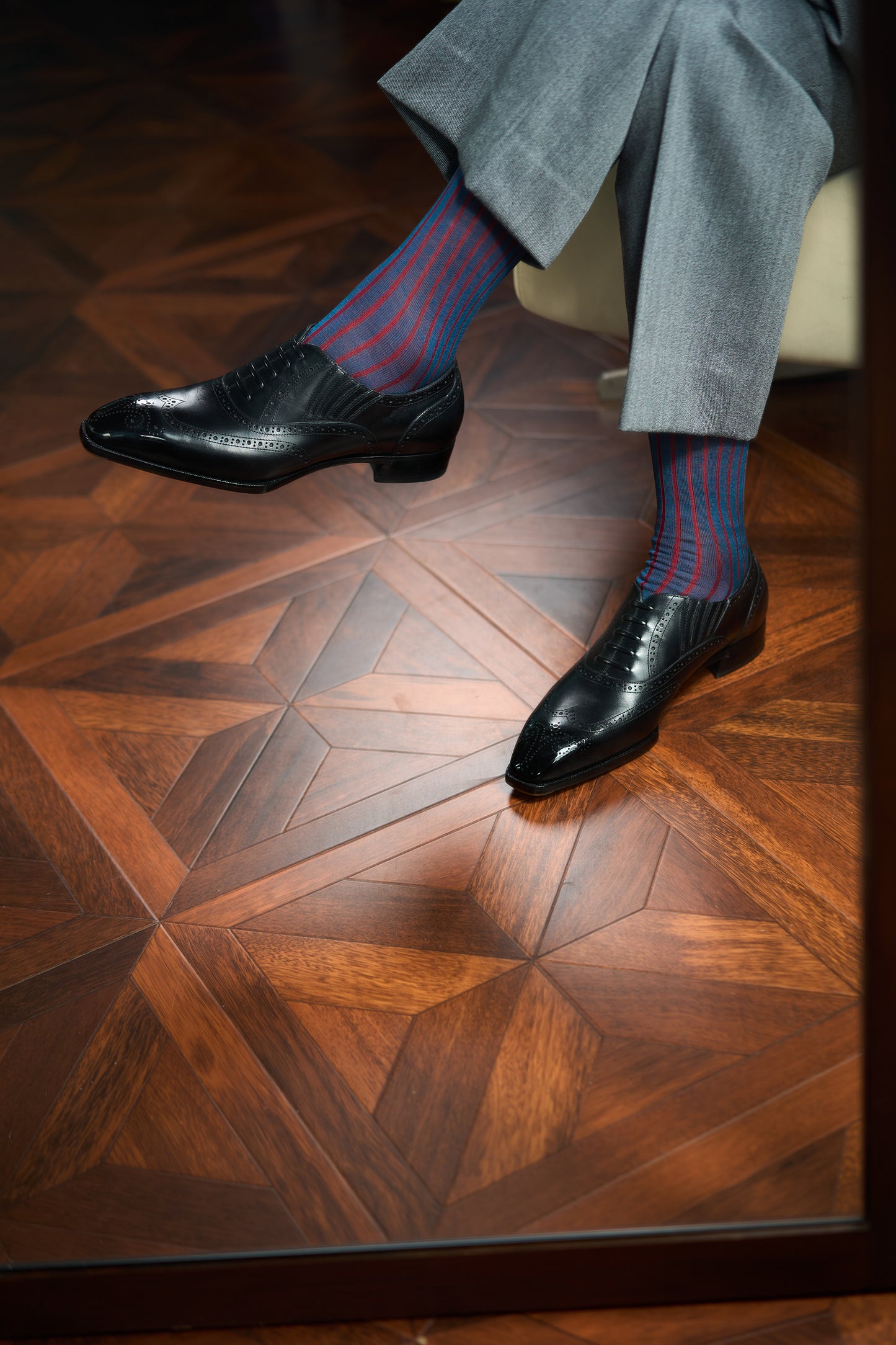 Twinkima.G - Egyptian Cotton Socks - Cobalt Blue Striped (OTC)