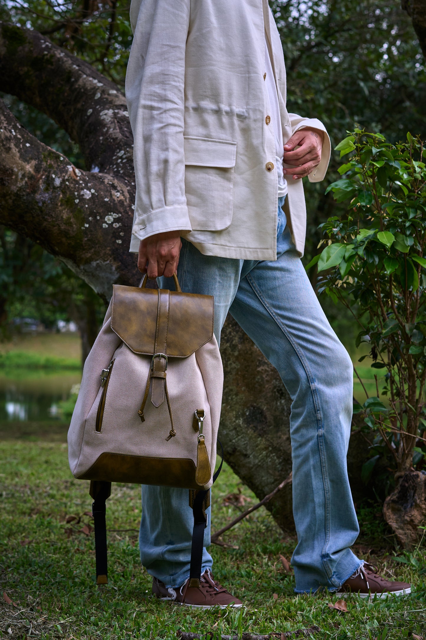 Twinkima.G - Premium Leather & Canvas Backpack