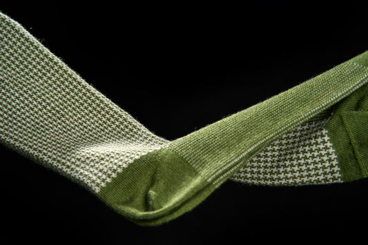 Twinkima.G - Cashmere Blend Socks - Olive/Pearl (Mid-Calf)