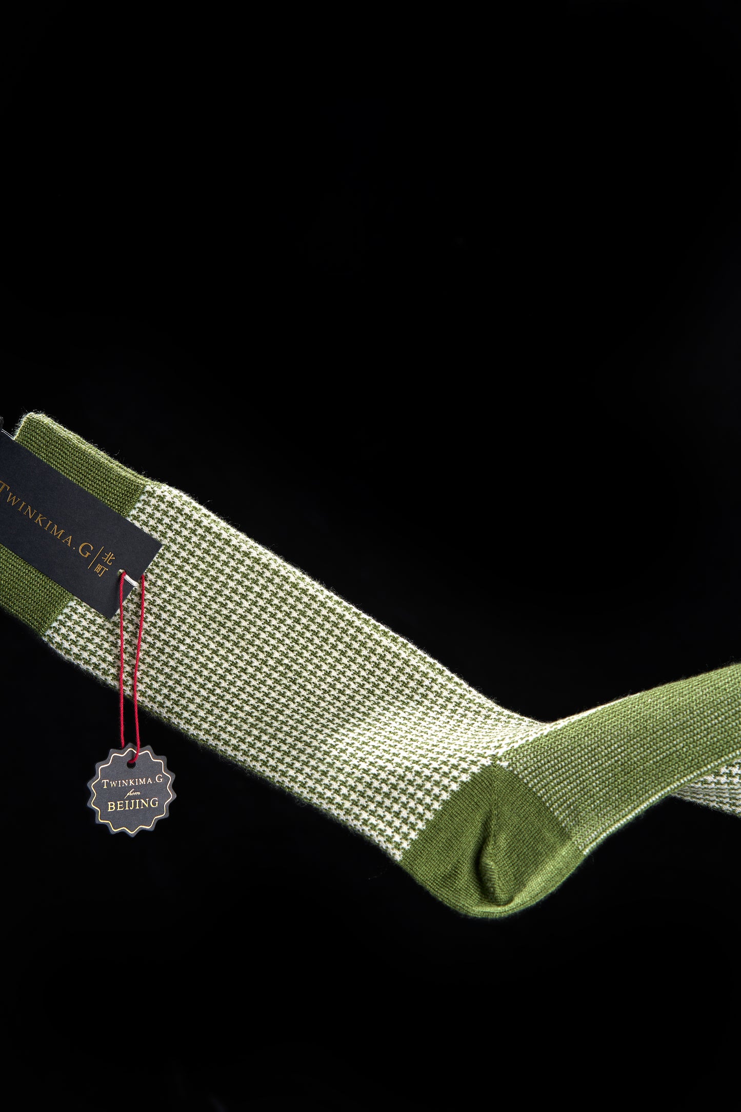 Twinkima.G - Cashmere Blend Socks - Olive/Pearl (Mid-Calf)