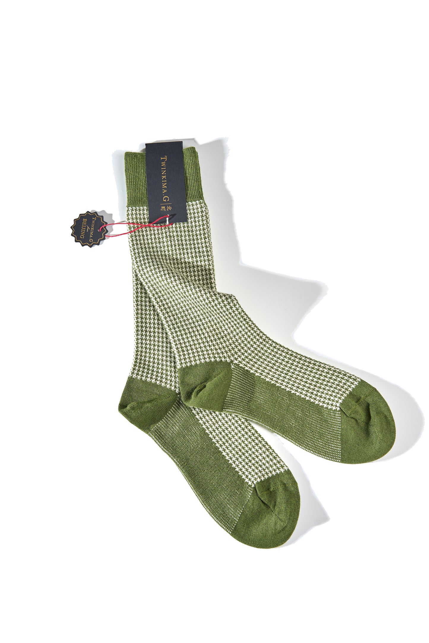 Twinkima.G - Cashmere Blend Socks - Olive/Pearl (Mid-Calf)
