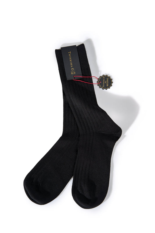 Twinkima.G - Cashmere Blend Socks - Black (Mid-Calf)