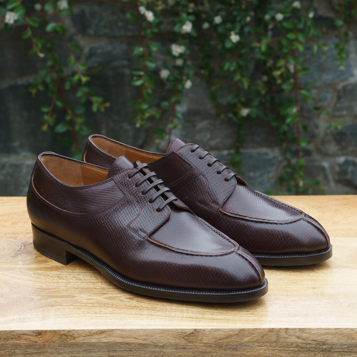 Enzo Bonafe - Style 2475 Split Toe Derby - Saddle Brown Hatchgrain