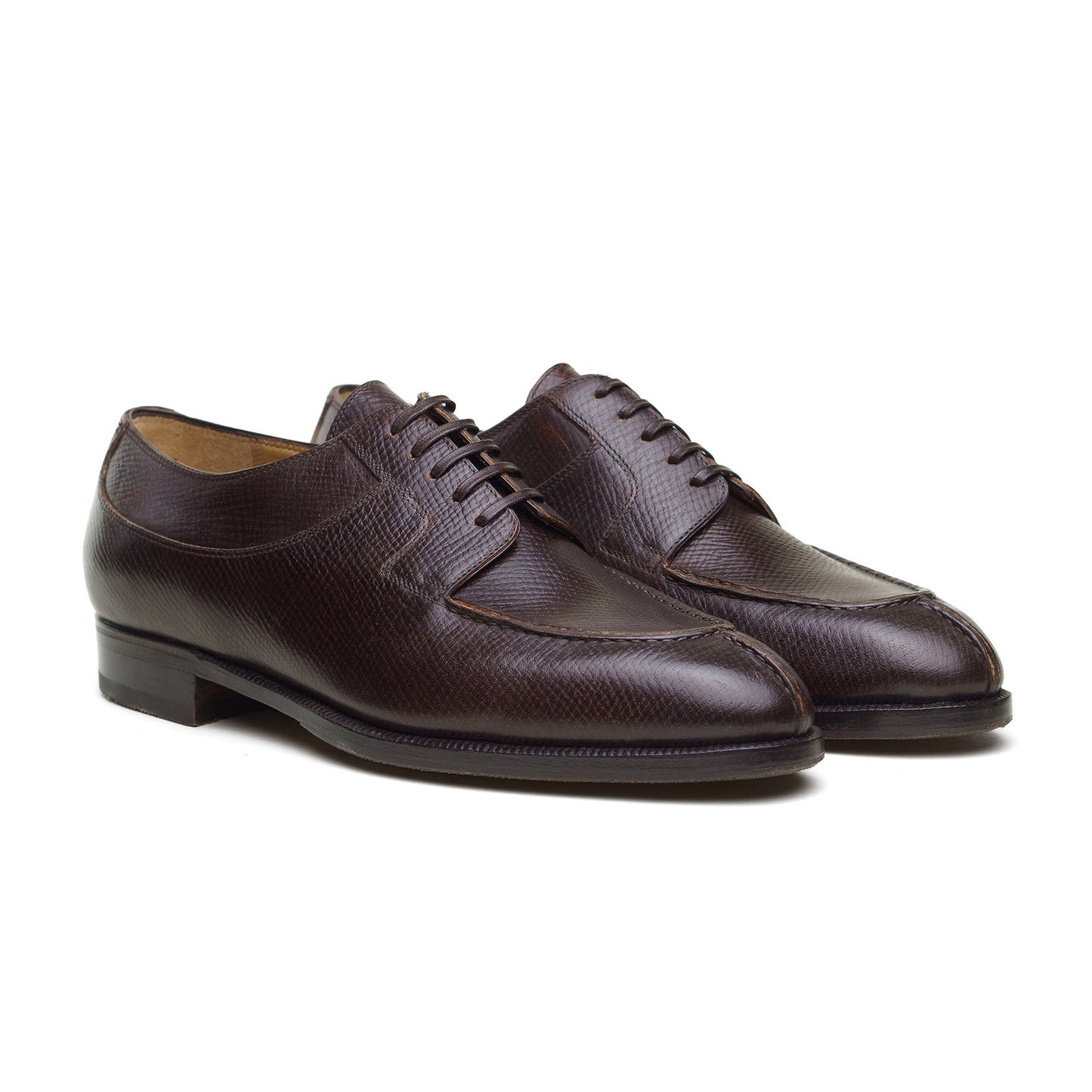 Enzo Bonafe - Style 2475 Split Toe Derby - Saddle Brown Hatchgrain