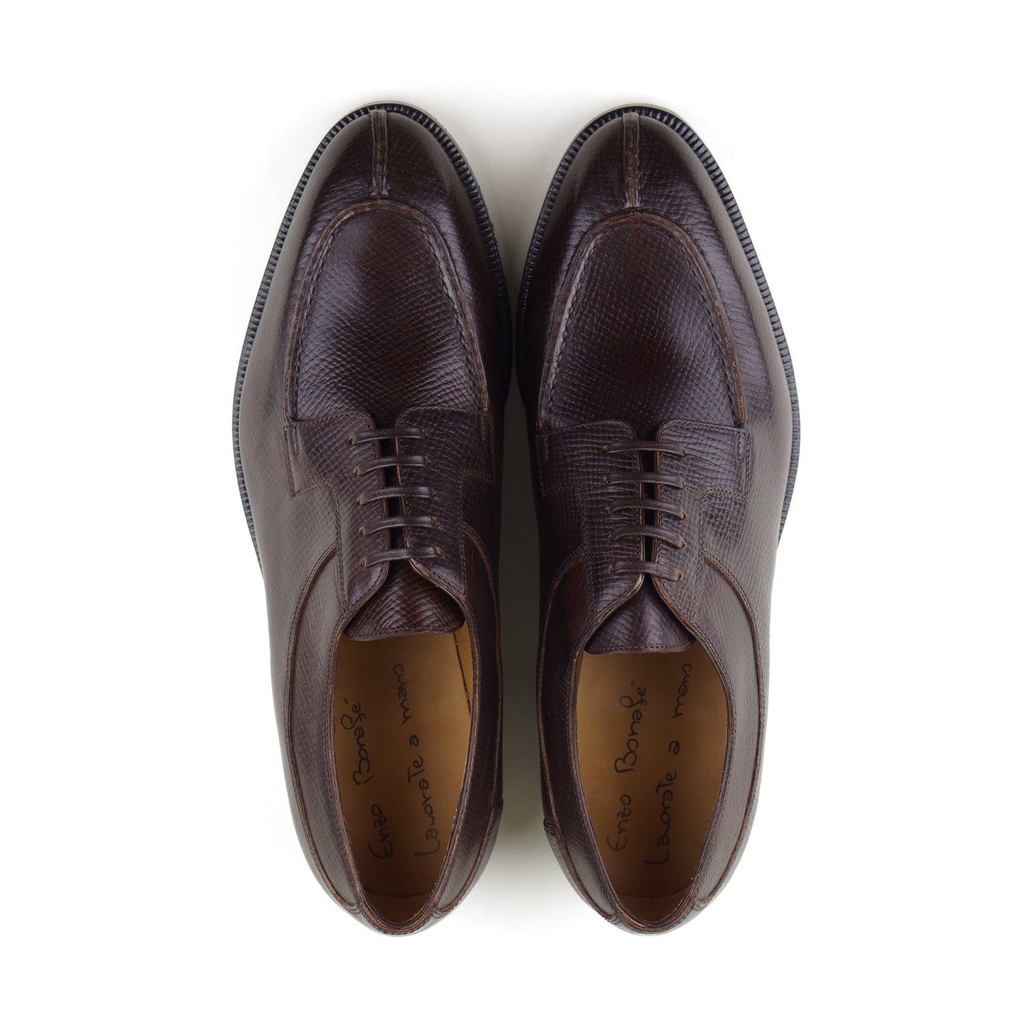 Enzo Bonafe - Style 2475 Split Toe Derby - Saddle Brown Hatchgrain