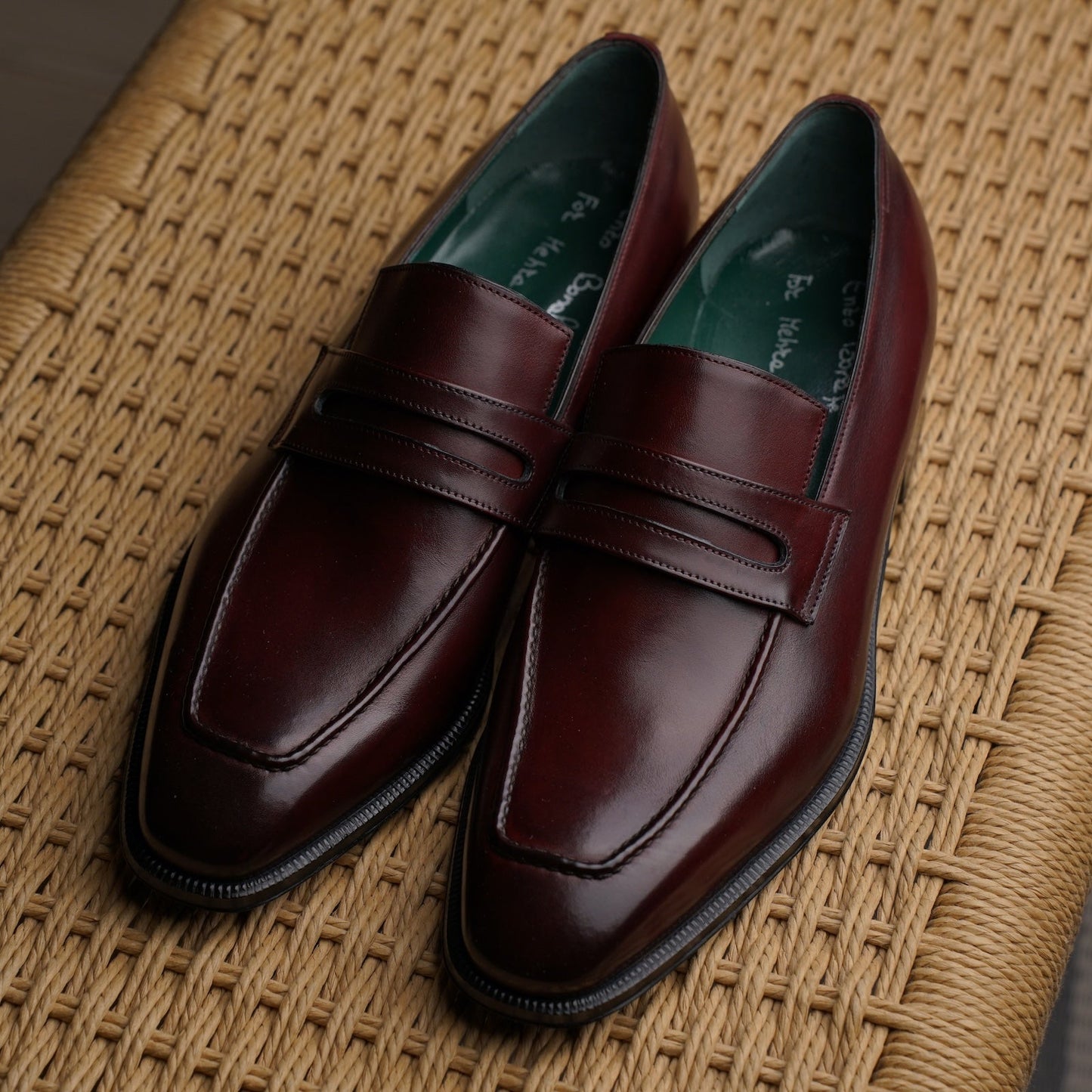 Enzo Bonafe - Chiseled Toe Penny Loafer - Burgundy Calf