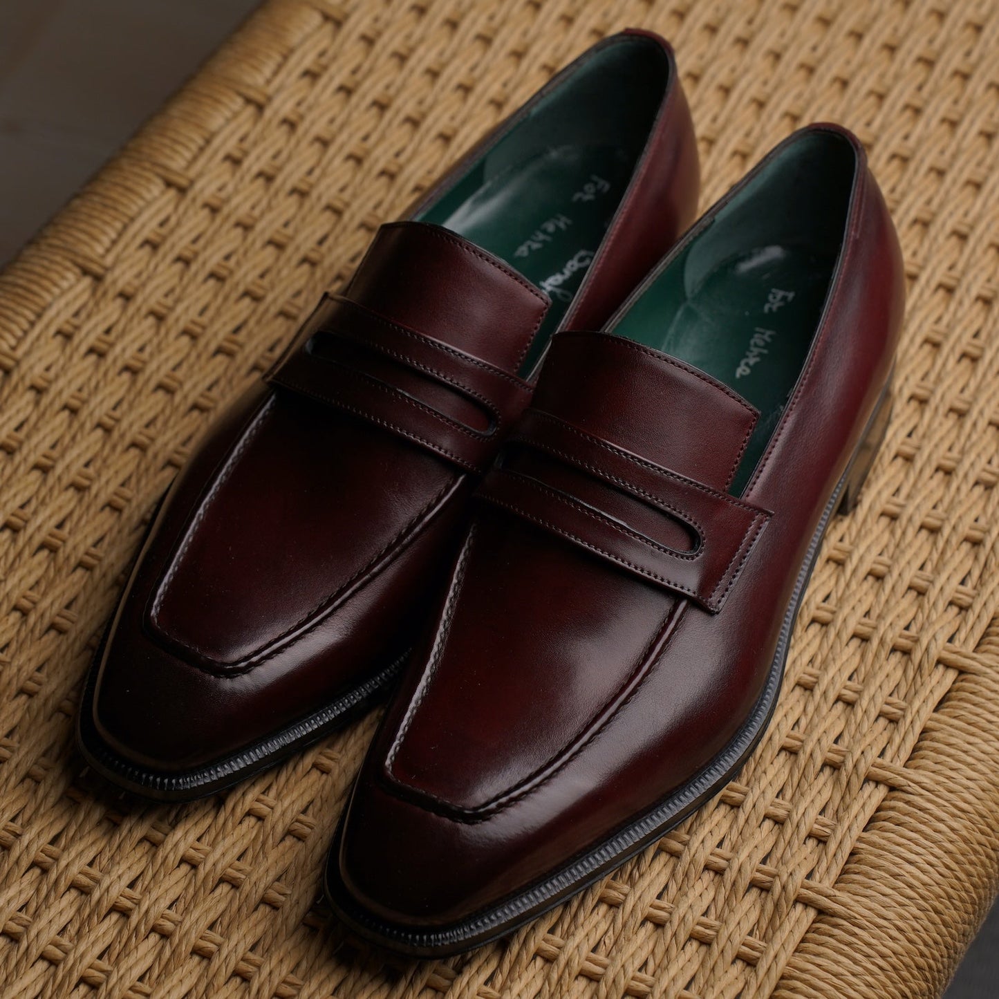 Enzo Bonafe - Chiseled Toe Penny Loafer - Burgundy Calf