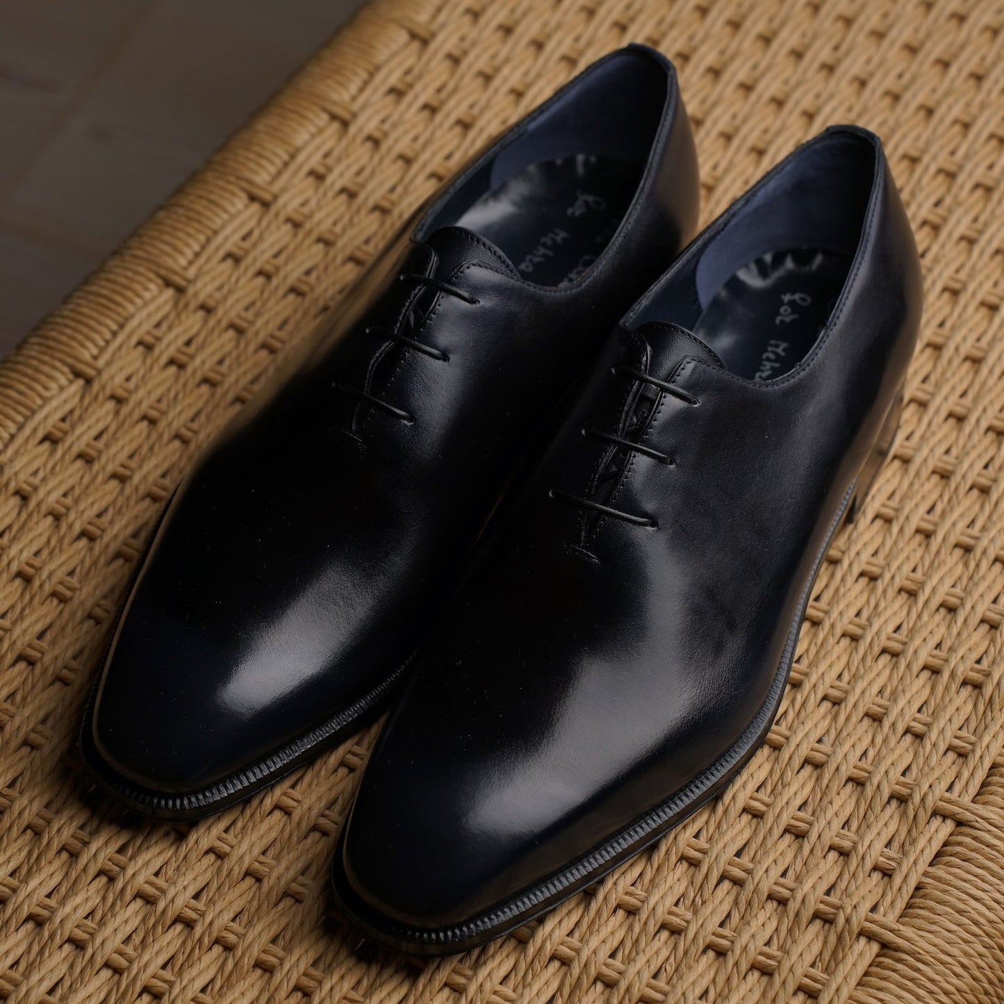 Enzo Bonafe - 3 Eyelet Wholecut Oxford - Dark Blue Calf