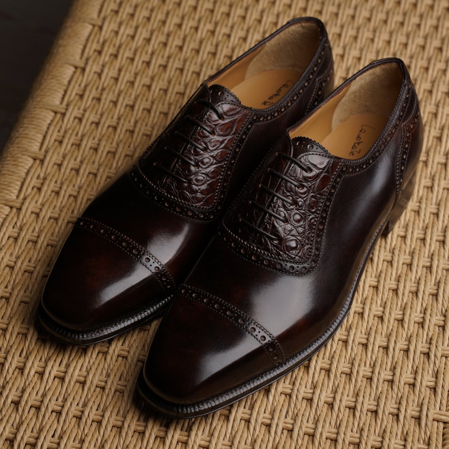 Enzo Bonafe - Style 3966 Adelaide Oxford - Dark Brown Museum Calf / Alligator