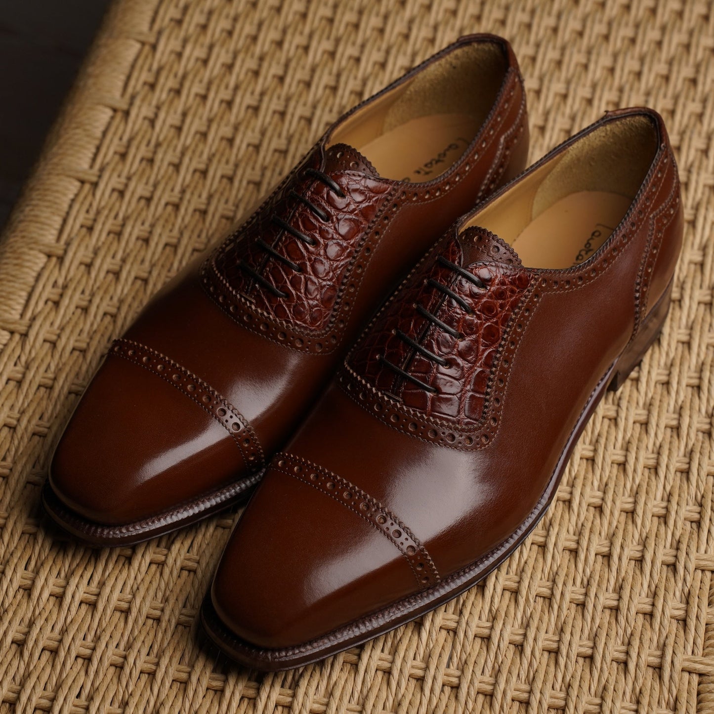 Enzo Bonafe - Style 3966 Adelaide Oxford - Reddish Brown (03058) / Alligator