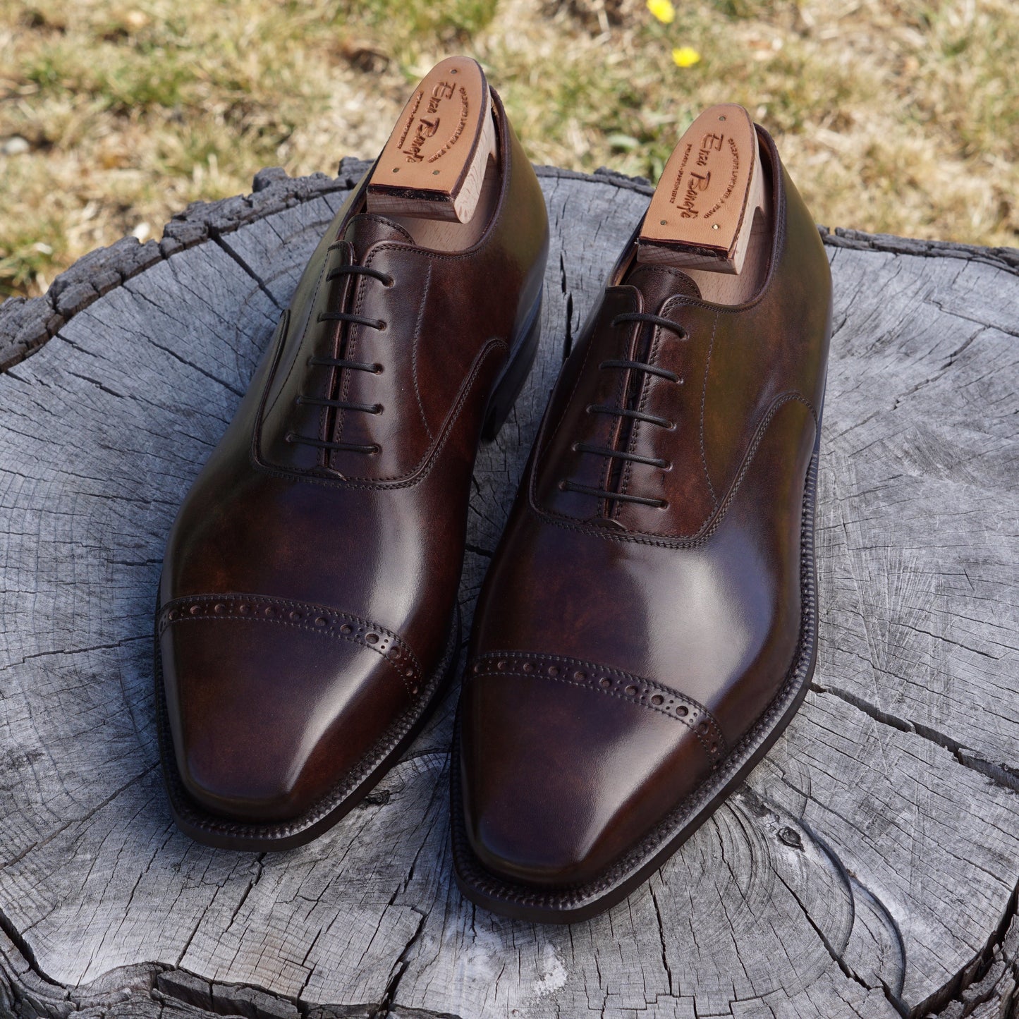 Enzo Bonafe - Style 3672 Cap Toe Oxford - Dark Brown Museum Calf