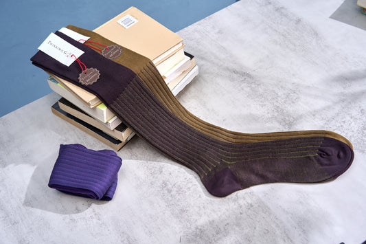 Twinkima.G - Egyptian Cotton Socks - Umber Brown Striped (OTC)