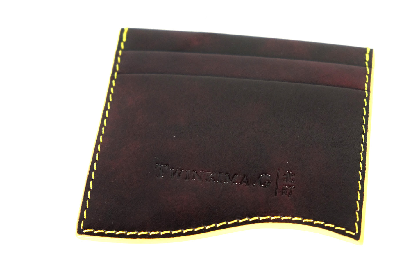 Tarjetero de piel - Piel de becerro color ciruela