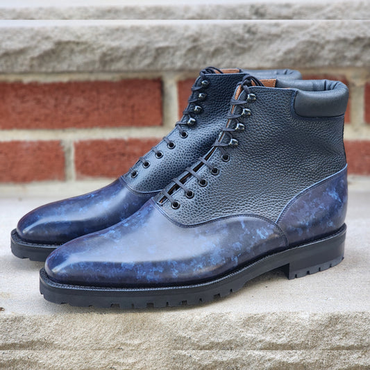 J.FitzPatrick - Oxford Boots - Navy Marble Patina/Navy Grain - US 7.5