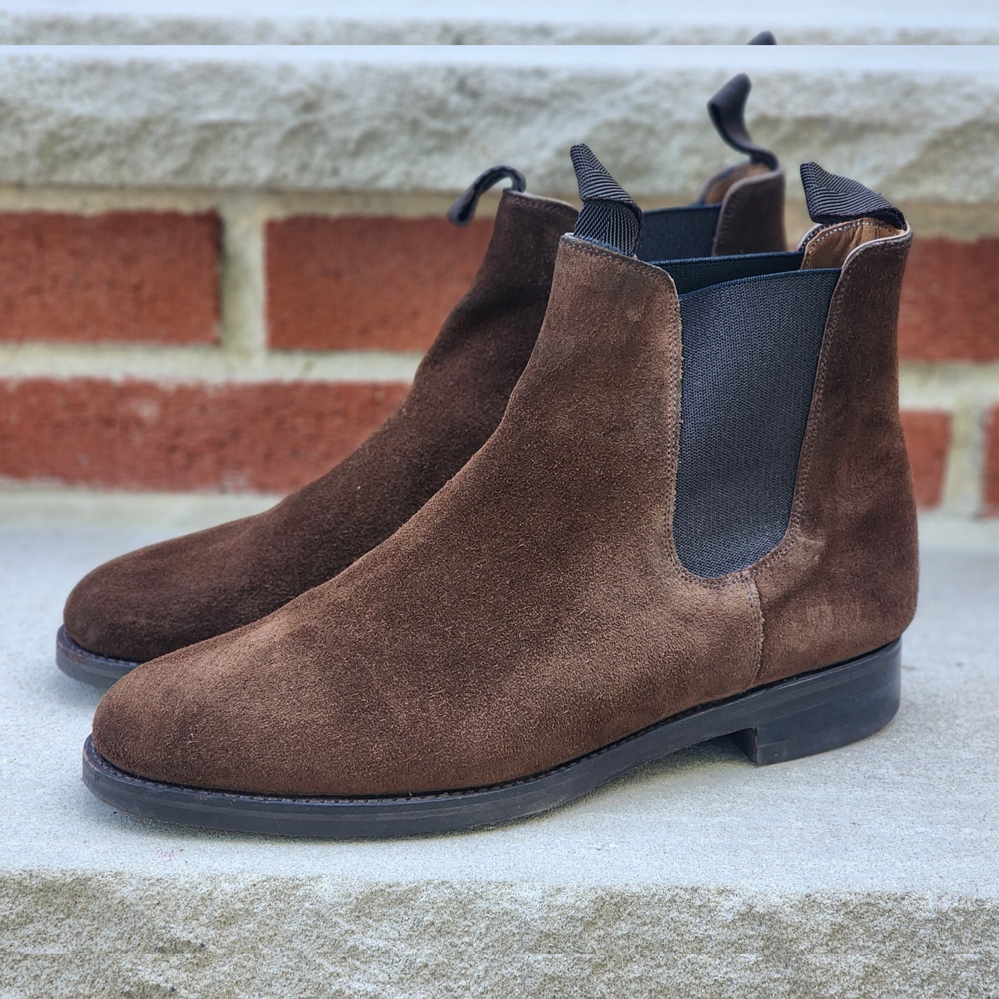 J.FitzPatrick - Suede Chelsea Boots - Dark Brown - US 7.5