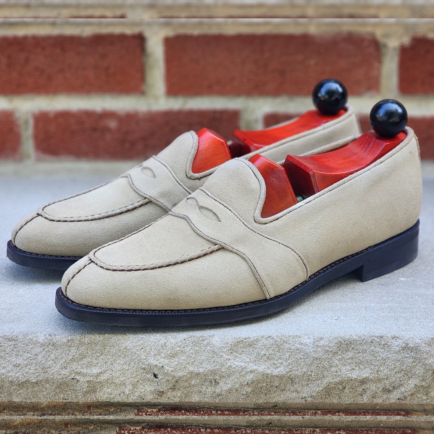 J.FitzPatrick - Mocasines de ante con correa completa - Arena