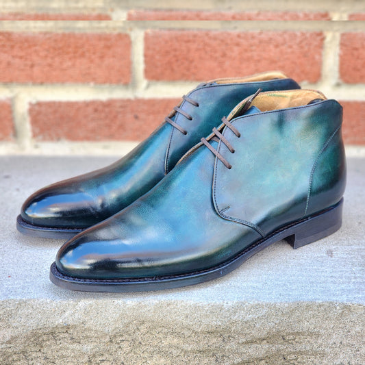 J.FitzPatrick - Leather Chukka Boots - Petrol Green Patina - US 7.5